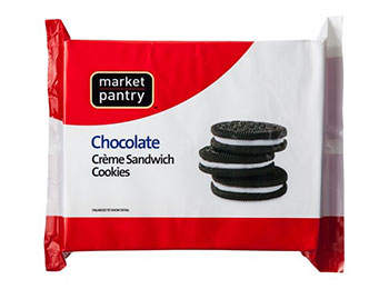 Market Pantry Chocolate Creme Cookies 18 Oz Drinks Water