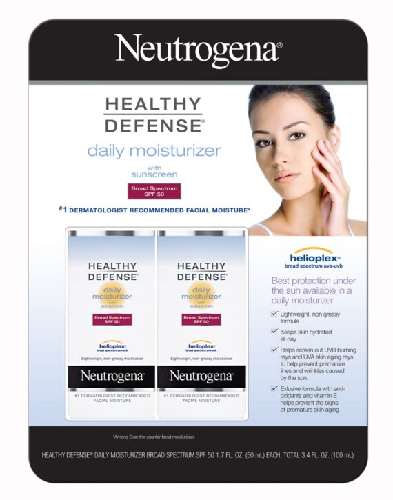 Neutrogena Healthy Defense Daily Moisturizer with Broad Spectrum SPF 50 Sunscreen, 2 pk./1.7 fl. oz