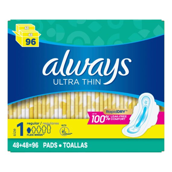 Always Ultra Thin Regular Pads with Flexi-Wings, 96 ct.