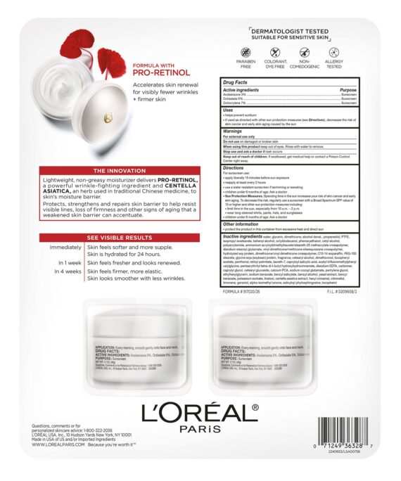 L'Oreal REVITALIFT Anti-Wrinkle and Firming Day Moisturizer, 2 pk./1.7 oz.