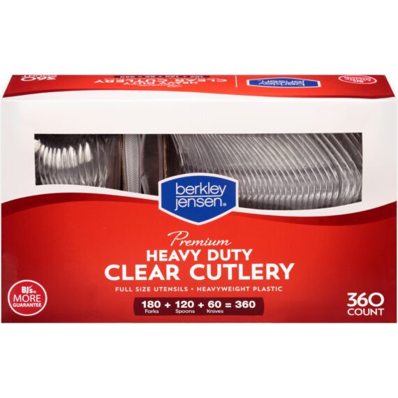 Berkley Jensen Super Premium Heavyweight Plastic Cutlery, 360 ct. - Clear