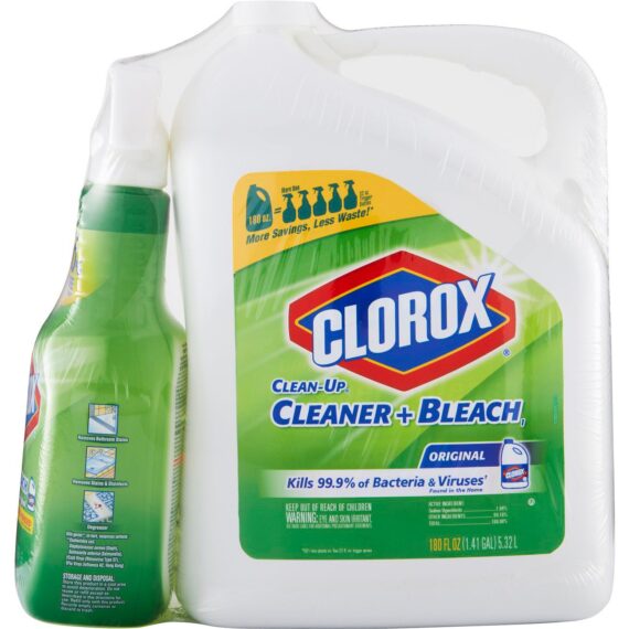 Clorox Clean-Up Cleaner with Bleach Spray Bottle, 32 oz. with Refill Bottle, 180 oz.