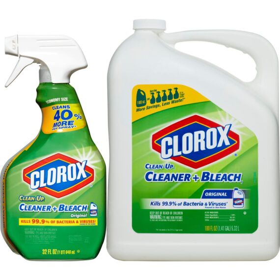 Clorox Clean-Up Cleaner with Bleach Spray Bottle, 32 oz. with Refill Bottle, 180 oz.