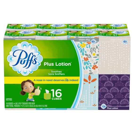 Puffs Plus Lotion Two-Ply Facial Tissues, 16 pk./56 ct.