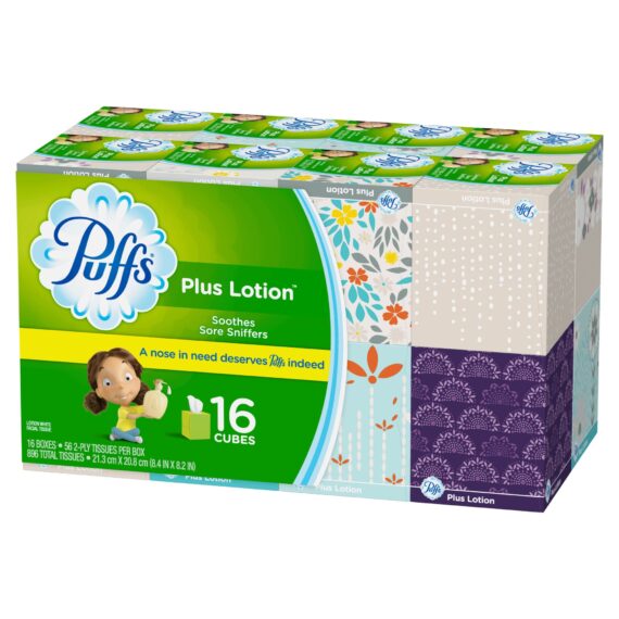 Puffs Plus Lotion Two-Ply Facial Tissues, 16 pk./56 ct.