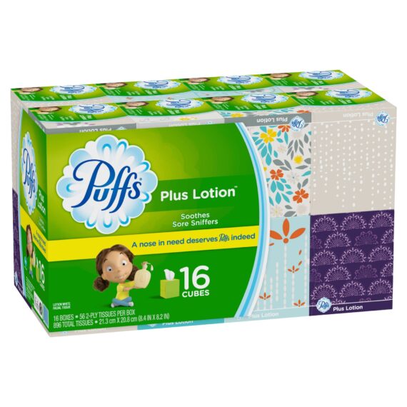 Puffs Plus Lotion Two-Ply Facial Tissues, 16 pk./56 ct.