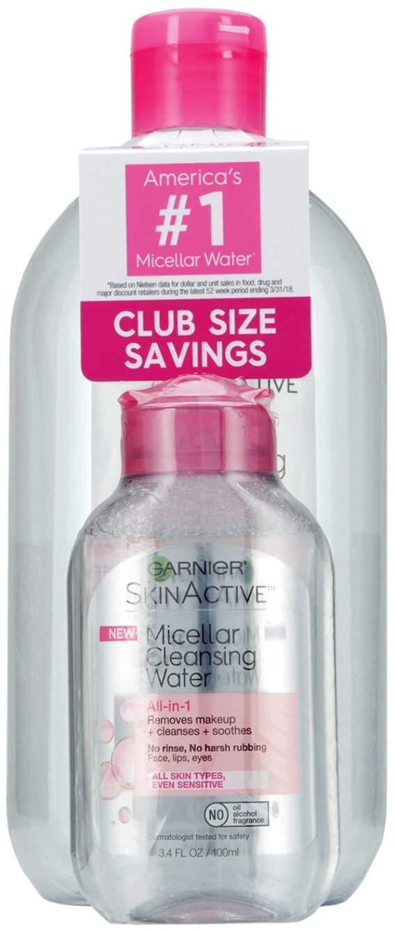 Garnier SkinActive Micellar Cleansing Water Value Size, 700mL and Travel Size, 100mL
