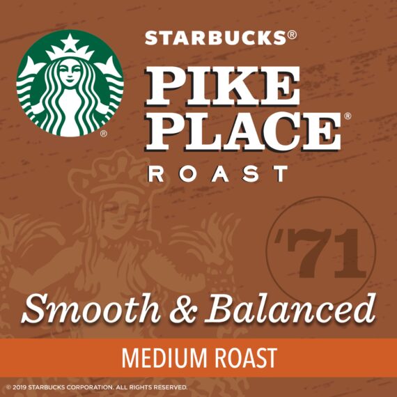 Starbucks Pike Place Roast Medium Roast Single Cup Coffee for Keurig Brewers K-Cup Pods, 72 ct.