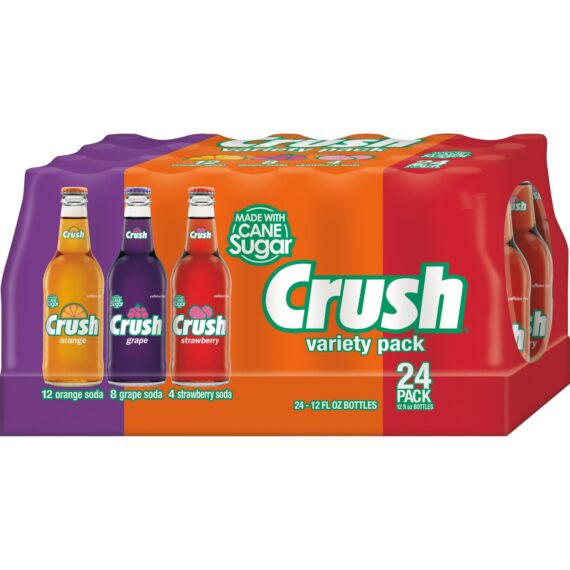 Crush Orange, Strawberry, and Cream Soda Real Sugar Variety Pack, 24 pk./12 oz. Glass Bottles