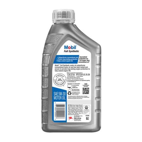 Mobil Full Synthetic Motor Oil 5W-30, 6 pk./1 qt.