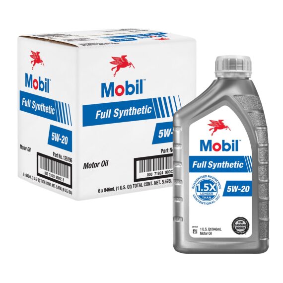 Mobil Full Synthetic Motor Oil 5W-20, 6 pk./1 qt.