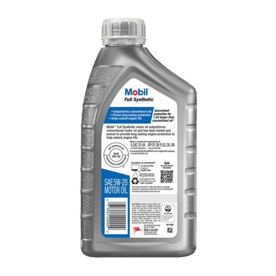 Mobil Full Synthetic Motor Oil 5W-20, 6 pk./1 qt.