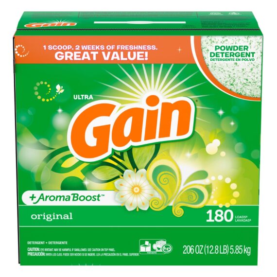 Gain Ultra Original Aroma Boost Powder Laundry Detergent, 180 Loads.