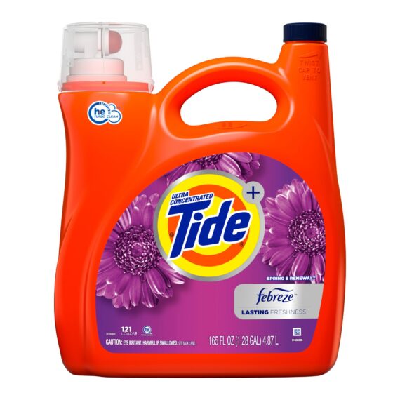 Tide Plus Febreze Freshness Spring & Renewal Liquid Laundry Detergent, 165 fl. oz.