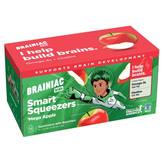 Brainiac Kids Omega-3 Smart Squeezers Applesauce, 20 ct.