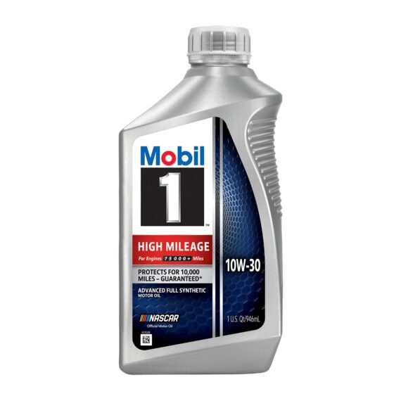 Mobil 1 High Mileage Full Synthetic Motor Oil 10W-30, 6 pk./1 qt.