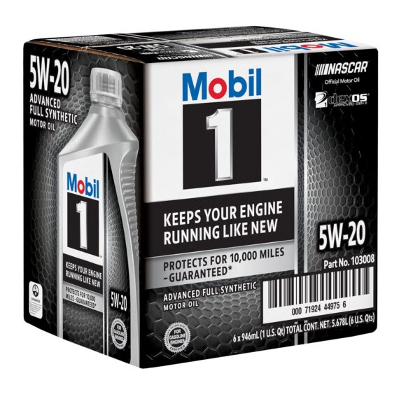 Mobil 1 Advanced Full Synthetic Motor Oil 5W-20, 6 pk./1 qt.