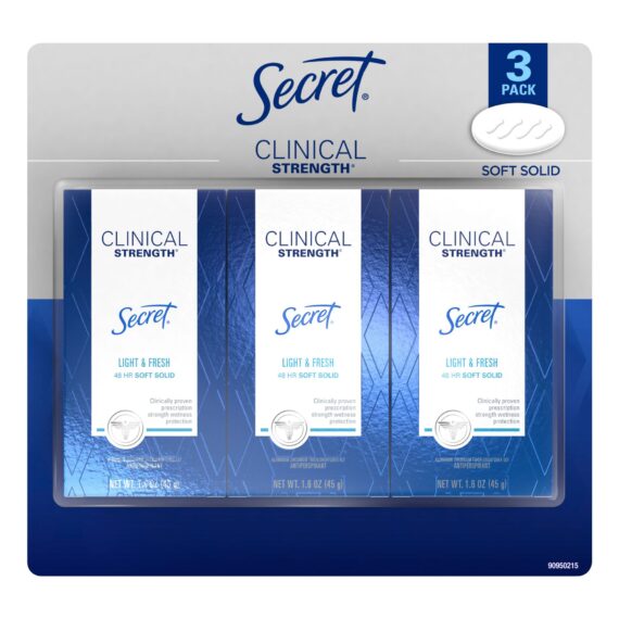 Secret Clinical Strength Light and Fresh Soft Solid Antiperspirant and Deodorant, 3 ct./1.6 oz.