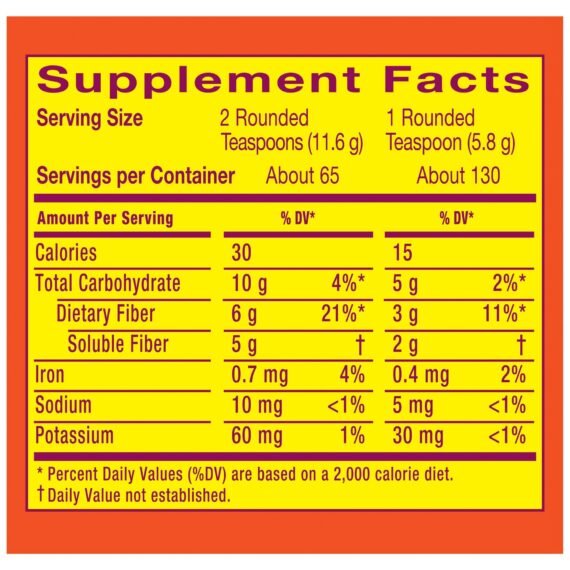 Metamucil Fiber, 4-in-1 Psyllium Fiber with No Sugar, Orange Smooth Flavored Drink, 260 Servings