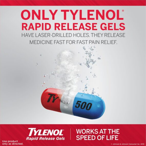 Tylenol Rapid Release Gels, Fever Reducer and Pain Reliever, 500 mg, 290 ct.