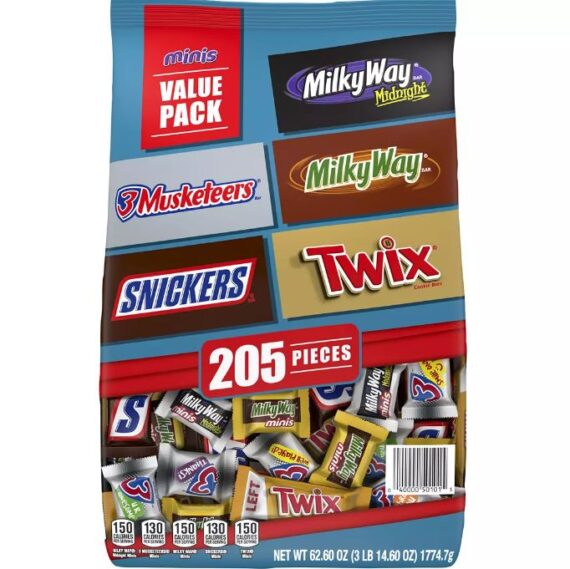 Snickers, Twix and More Chocolate Candy Bars, Bulk Miniature Candy, 205 ct.