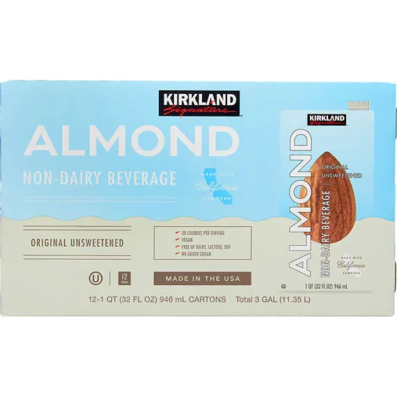 Kirkland Signature Almond Non-Dairy Beverage, Unsweetened, 32 fl oz, 12 ct