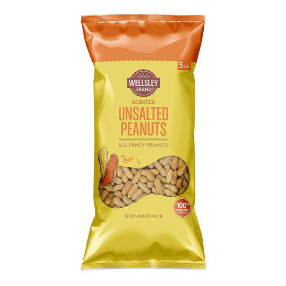 Wellsley Farms Unsalted & Roasted In-Shell Peanuts, 5 lbs.