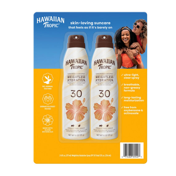 Hawaiian Tropic SPF 30 Weightless Hydration C-Spray, 2 pk./6 oz.