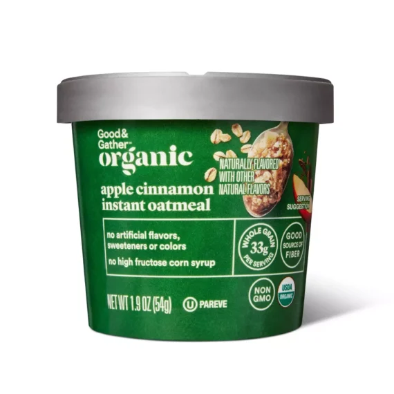 Good & Gather Organic Apple Cinnamon Instant Oatmeal Cup - 1.9oz