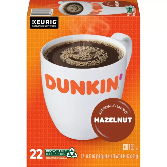 Dunkin' Hazelnut Flavored Medium Roast Coffee - Keurig K-Cup Pods - 22ct