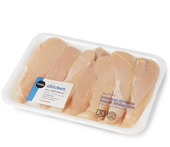 Publix Chicken Boneless Skinless Breast Tenderloins, 99% Fat Free,USDA Grade A About 1.25 Lbs