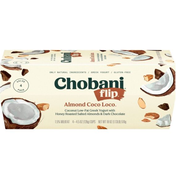 Chobani Flip Almond Coco Loco Low Fat Greek Yogurt 4.5oz- 4 CT
