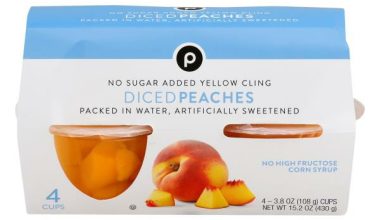 Publix Peaches, No Sugar Added, Yellow Cling, Diced - 4 CT