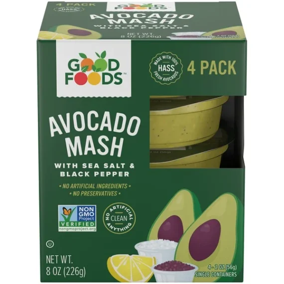 Good Foods Avocado Mash with Sea Salt & Black Pepper 2oz - 4 Pack