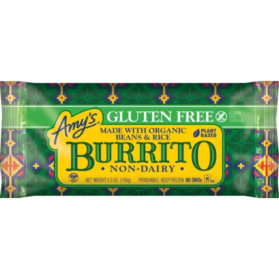 Amy's Vegan Gluten Free Non-Dairy Bean & Rice Frozen Burrito - 5.5oz