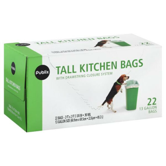 Publix Tall Drawstring Kitchen Trash Bags 22 CT