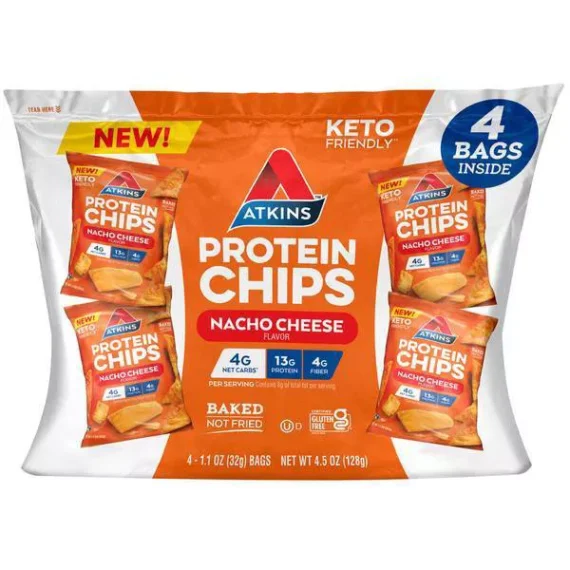 Atkins Nacho Cheese Protein Chips - 4.5oz/4pk