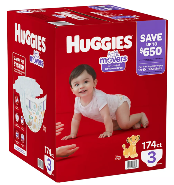 Huggies Little Movers Baby Diapers Size 3 - 174 Pack