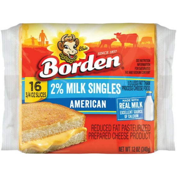 Borden American Cheese Singles Reduced Fat 2% - 16 CT