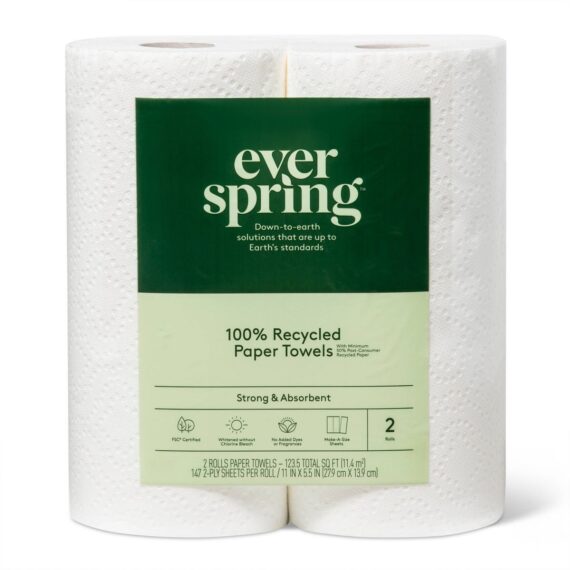 Everspring 100% Recycled Paper Towels - 2CT